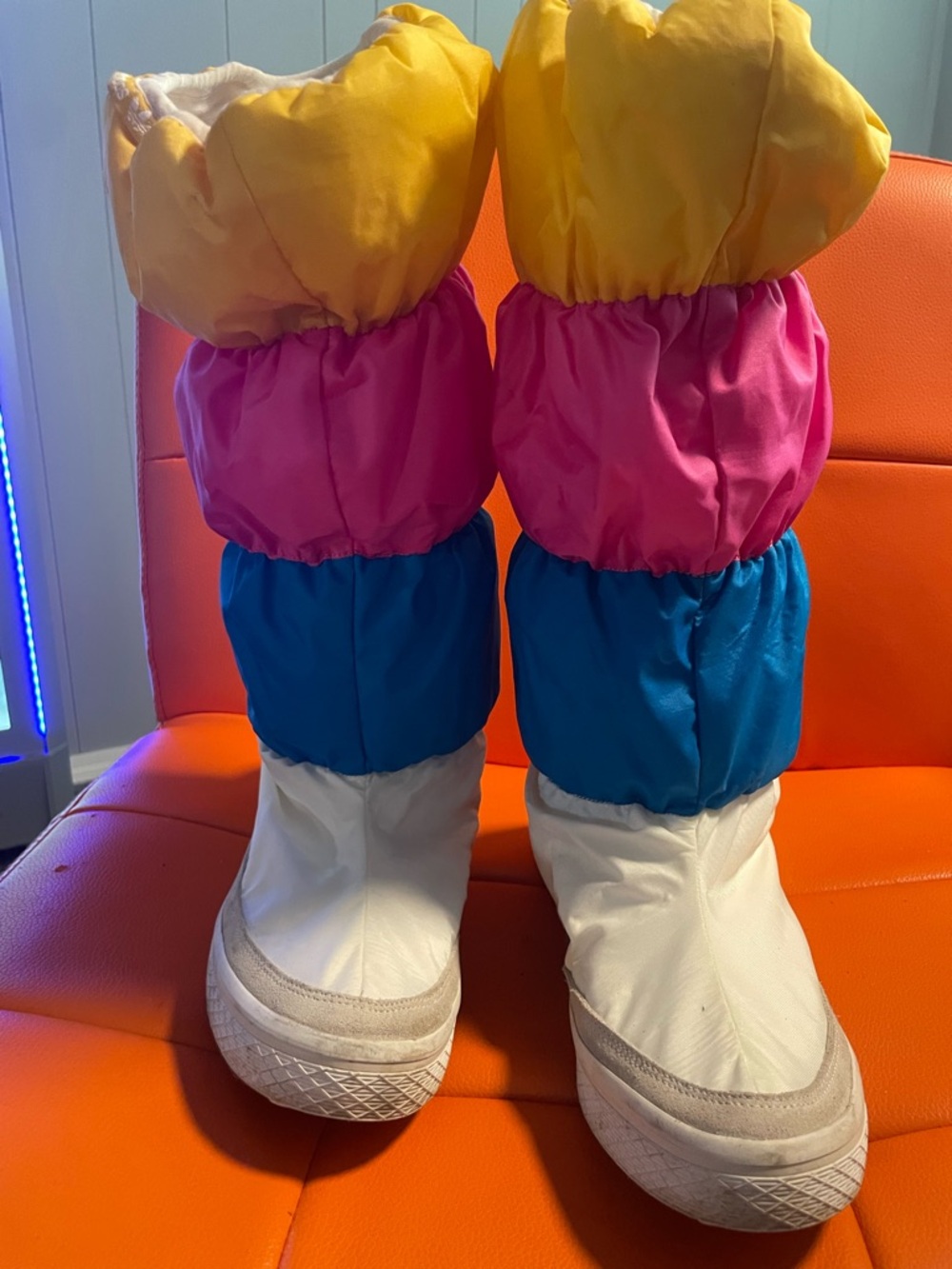 adidas Multi-Color Women’s Winter Rain Boots - Yellow Pink Blue White